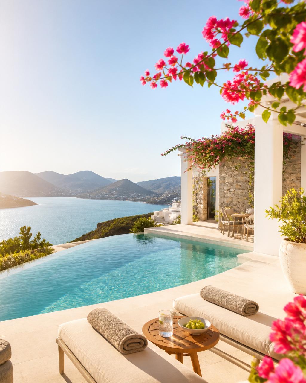 Elounda — luksuzni hotel na Kreti s pogledom na morje