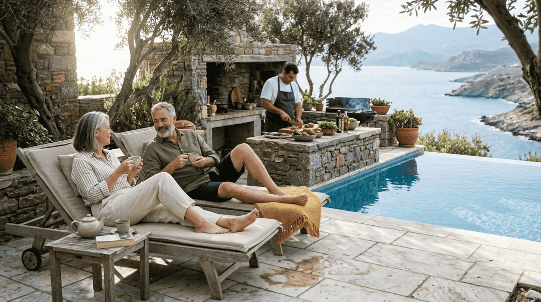 Guests relaxing at Greek luxury wellness retreat